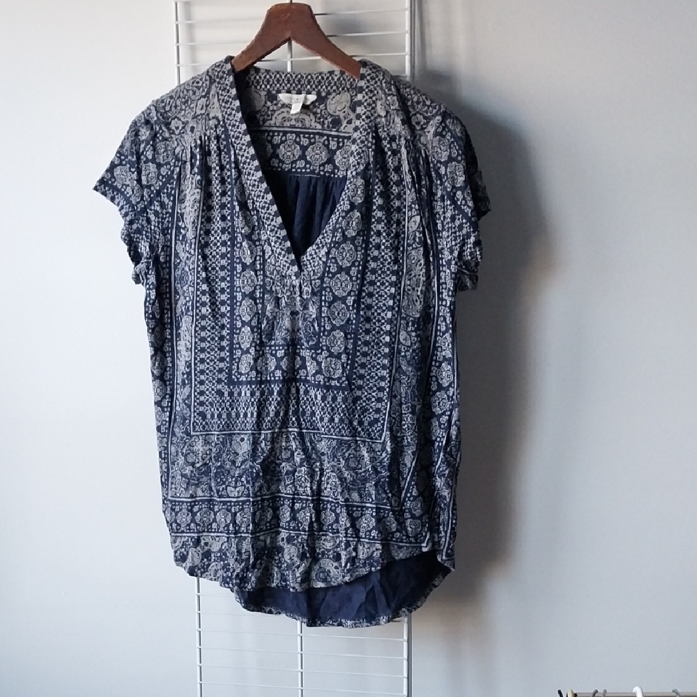 Lucky Brand Blue Patterned Blouse